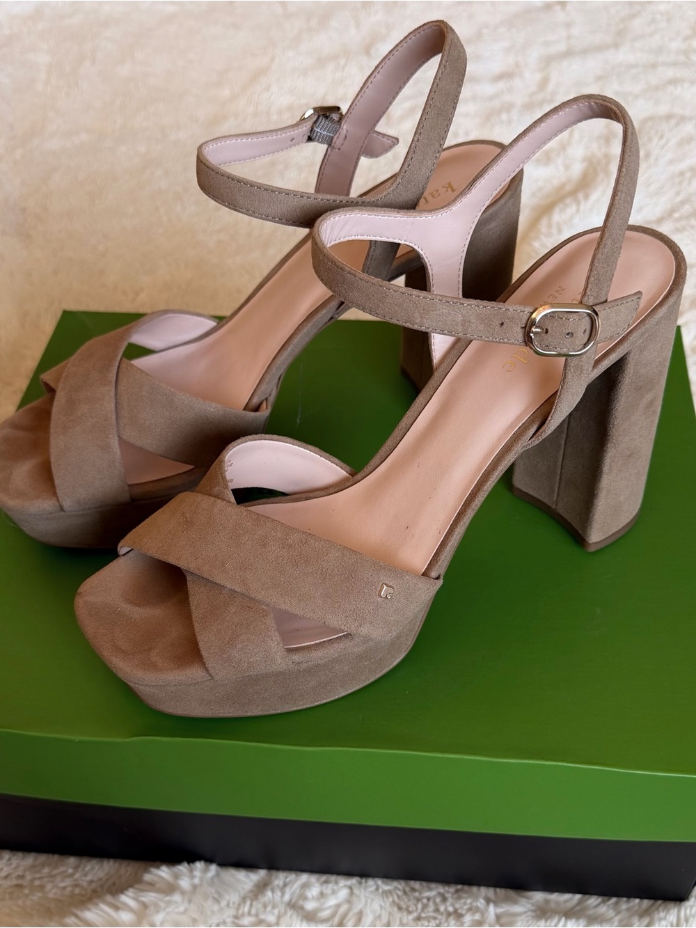 Kate Spade Delia Suede Platform Block Heel Sandals